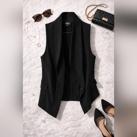 Poetry Jackets & Blazers - Poetry Black Open Front Vest